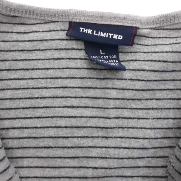 The Limited Large Gray Striped Button Up Cardigan - Picture 3 of 3